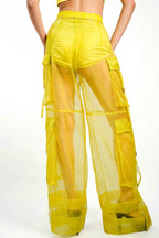 Citron Organza Utility Trousers – Translucent Cargo Edit | VybTheory