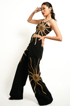 Solar Flare Embroidered Co-Ord Set – Black Gold Eclipse | VYB Theory