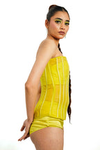 Citron Organza Boned Bustier – Striated Lumière | VybTheory