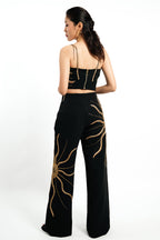 Solar Flare Embroidered Co-Ord Set – Black Gold Eclipse | VYB Theory