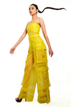 Citron Organza Corset & Utility Trousers Co-Ord Set – Translucent Dual Edit | VybTheory