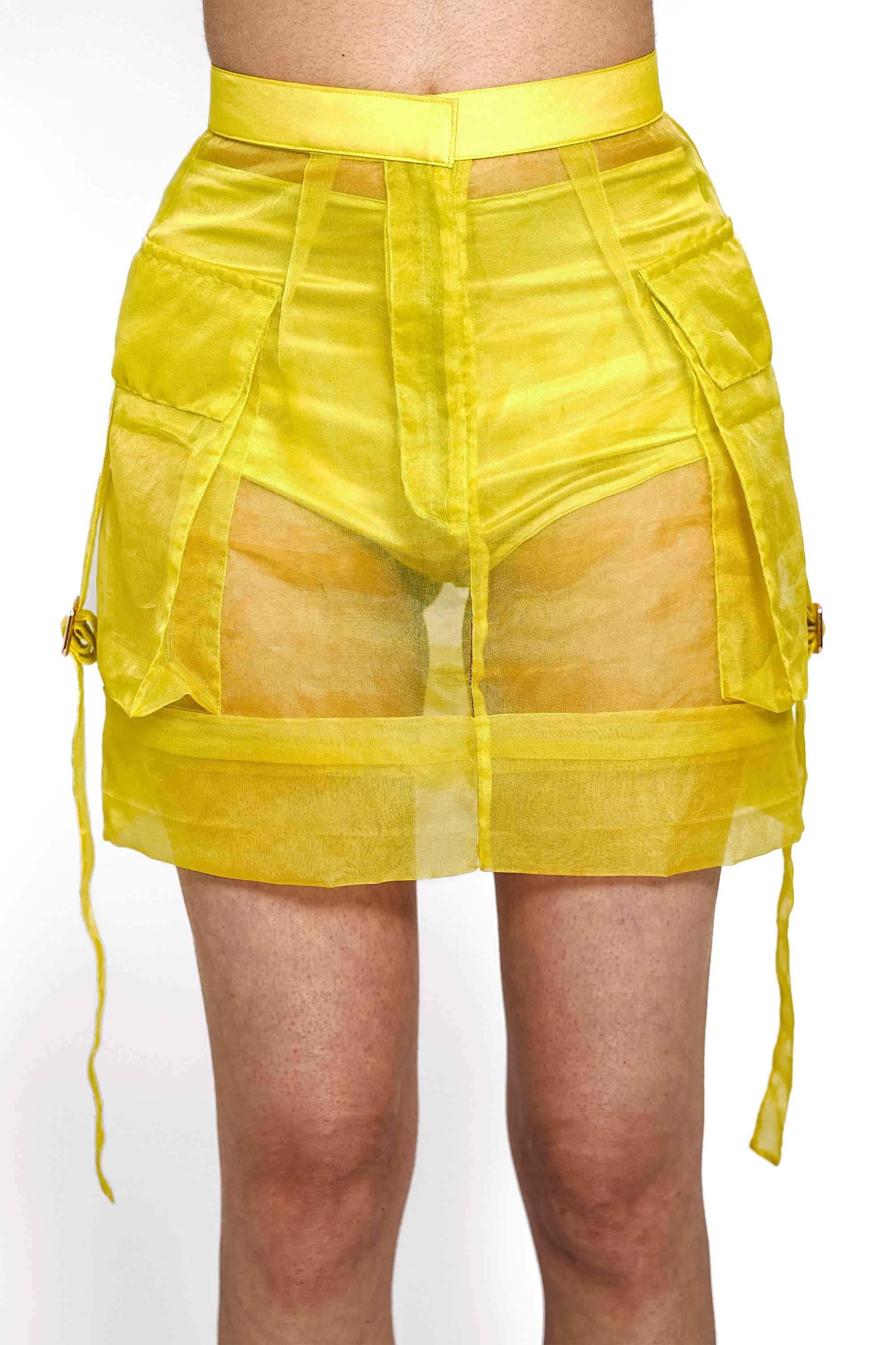 Citron Organza Utility Skirt – Translucent Pocket Edit | VybTheory