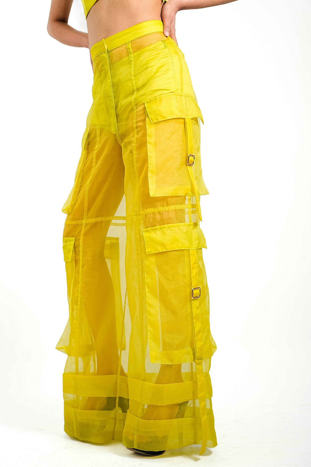 Citron Organza Utility Trousers – Translucent Cargo Edit | VybTheory