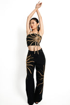 Solar Flare Embroidered Co-Ord Set – Black Gold Eclipse | VYB Theory