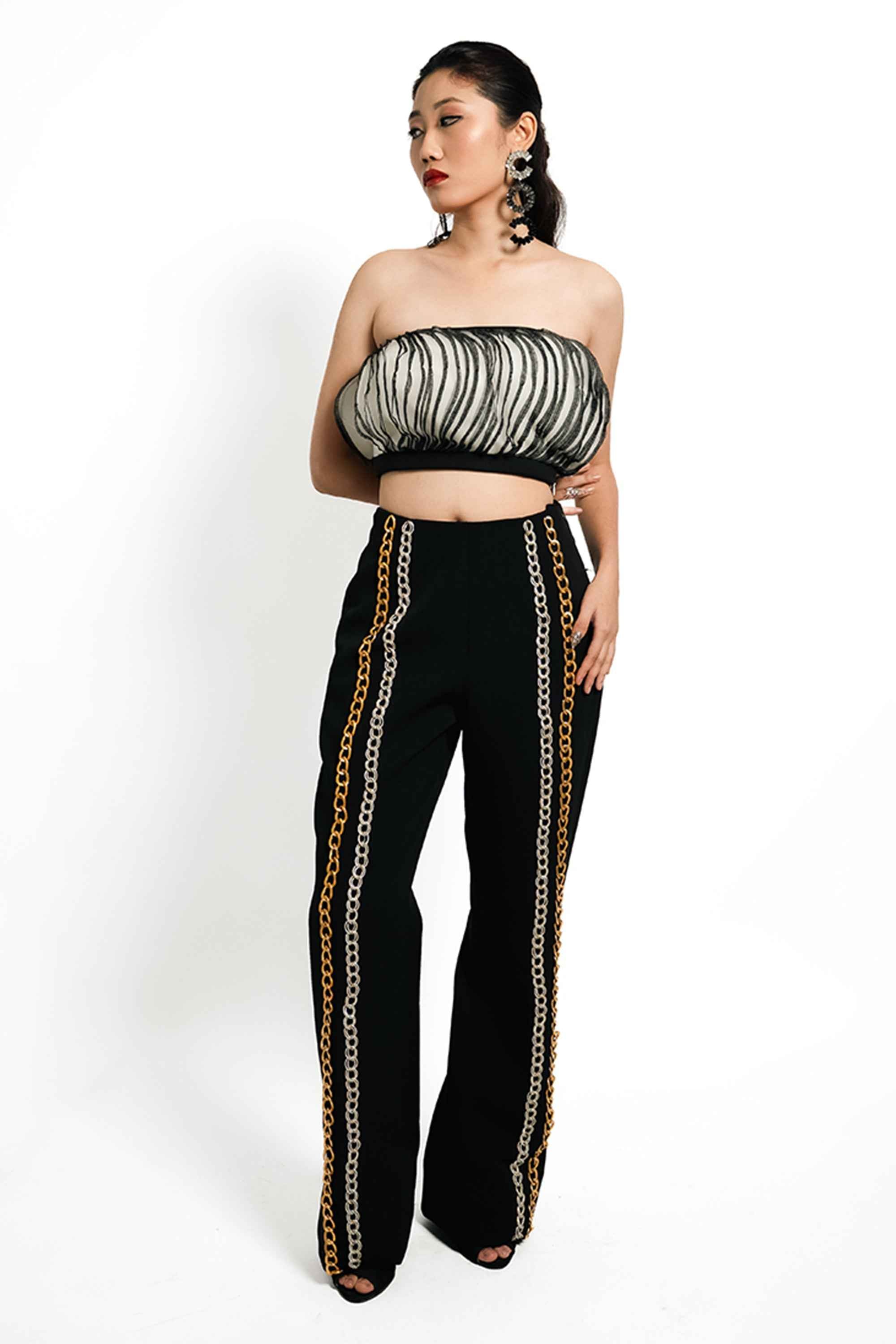 Eclipse Ruffle Co-Ord Set – Noir Contrast Chain Edit | VybTheory (Copy)