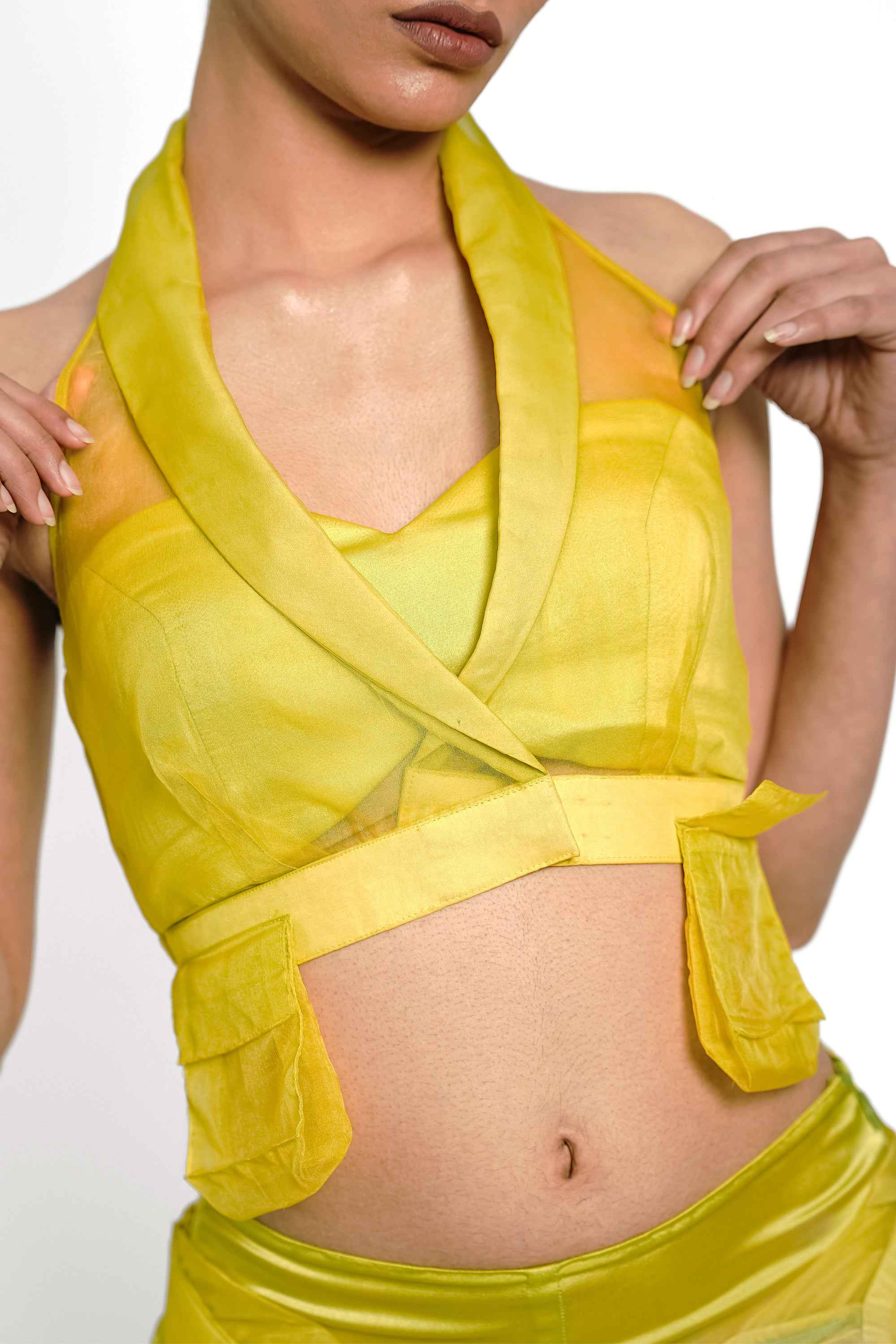 Citron Organza Corset & Utility Skirt Co-Ord Set – Elevation Layer | VybTheory