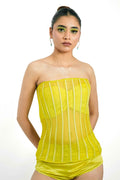 Citron Organza Boned Bustier – Striated Lumière | VybTheory