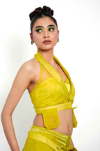 Citron Halo Organza Halter Top – Luminous Veil | VybTheory