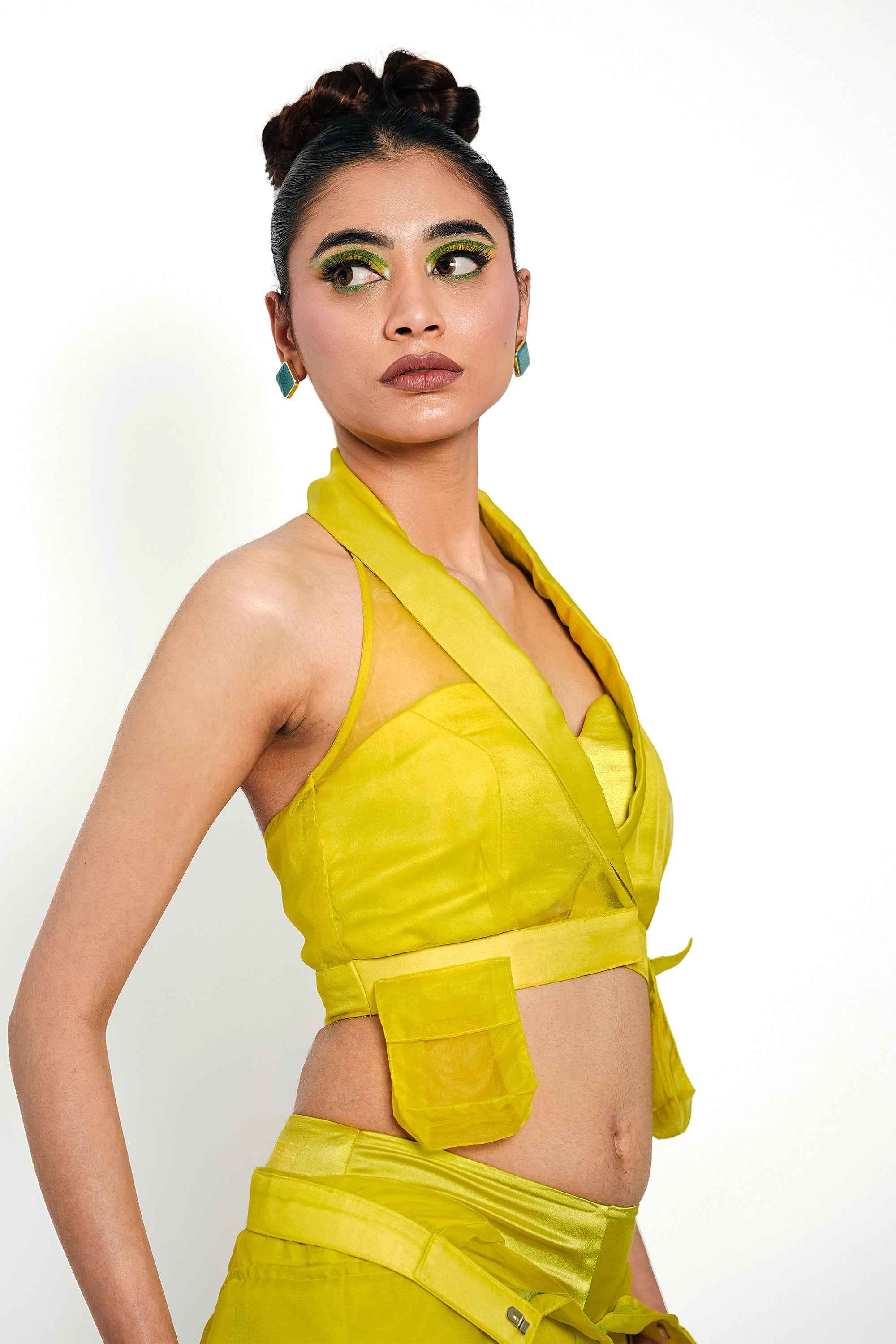 Citron Halo Organza Halter Top – Luminous Veil | VybTheory
