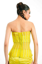 Citron Organza Boned Bustier – Striated Lumière | VybTheory