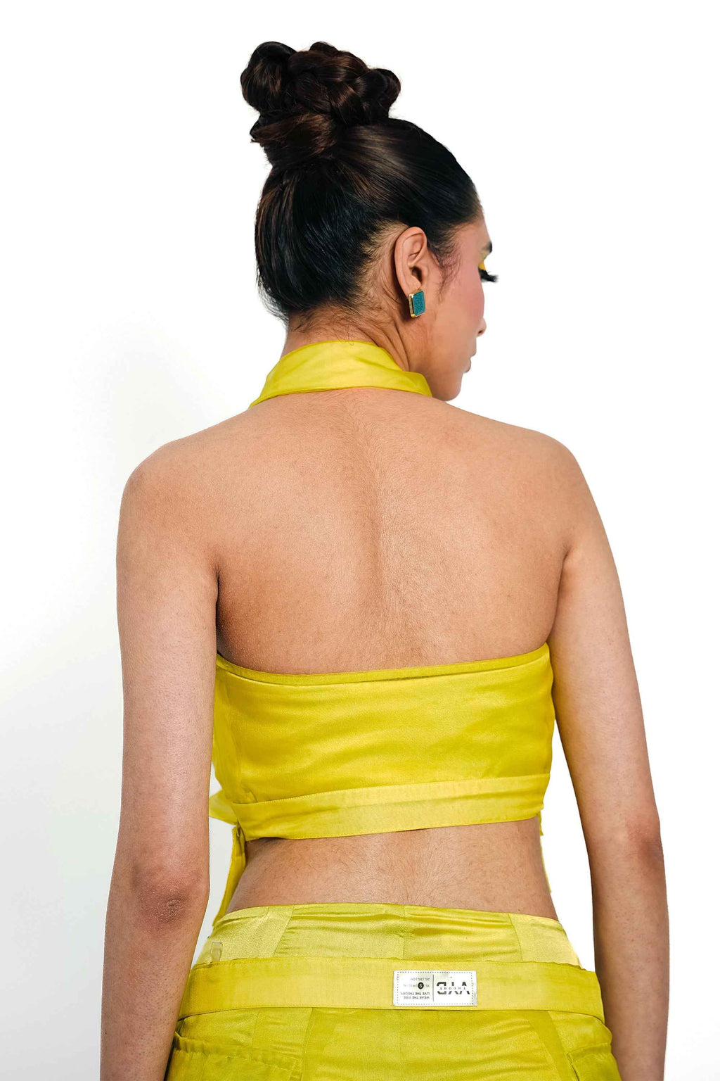 Citron Halo Organza Halter Top – Luminous Veil | VybTheory