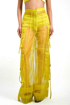 Citron Organza Utility Trousers – Translucent Cargo Edit | VybTheory