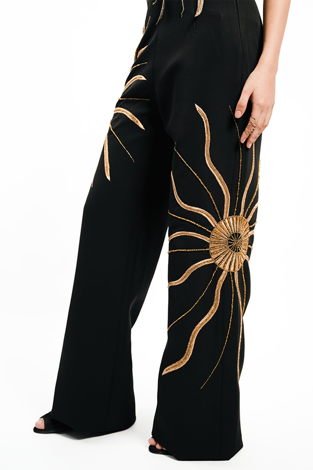 Solar Flare Embroidered Co-Ord Set – Black Gold Eclipse | VYB Theory