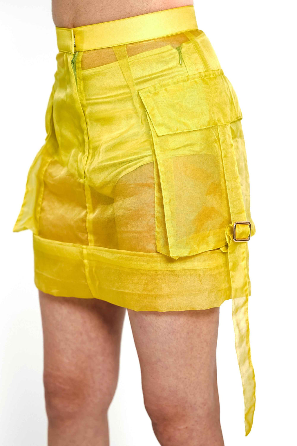 Citron Organza Utility Skirt – Translucent Pocket Edit | VybTheory