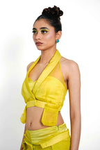 Citron Halo Organza Halter Top – Luminous Veil | VybTheory