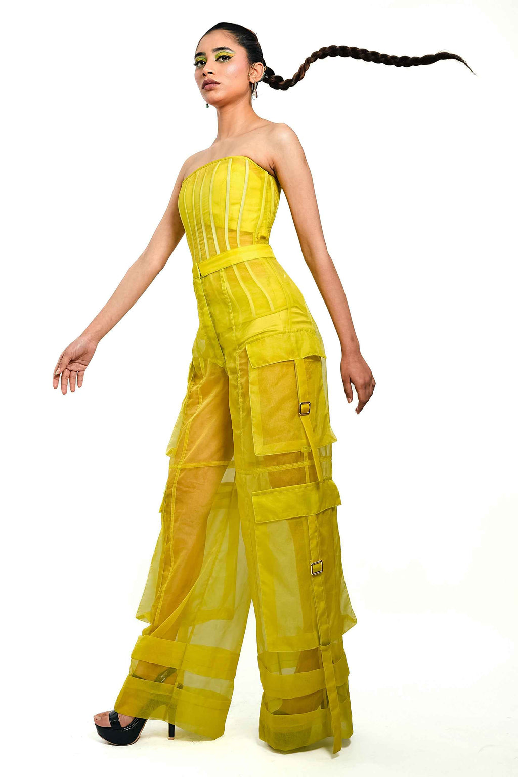 Citron Organza Utility Trousers – Translucent Cargo Edit | VybTheory