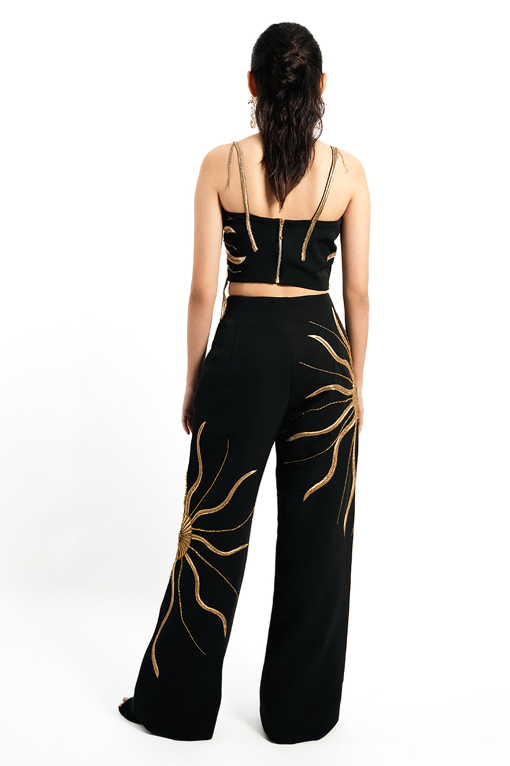 Solar Flare Embroidered Co-Ord Set – Black Gold Eclipse | VYB Theory