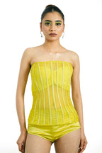 Citron Organza Boned Bustier – Striated Lumière | VybTheory