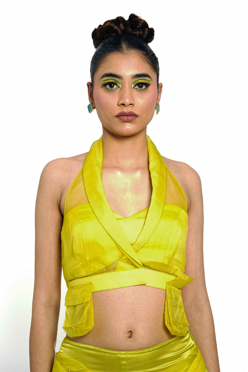 Citron Halo Organza Halter Top – Luminous Veil | VybTheory