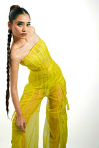 Citron Organza Boned Bustier – Striated Lumière | VybTheory