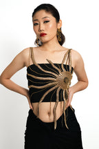 Solar Flare Embroidered Co-Ord Set – Black Gold Eclipse | VYB Theory