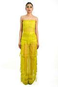 Citron Organza Corset & Utility Trousers Co-Ord Set – Translucent Dual Edit | VybTheory