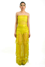 Citron Organza Corset & Utility Trousers Co-Ord Set – Translucent Dual Edit | VybTheory