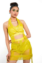 Citron Halo Organza Halter Top – Luminous Veil | VybTheory