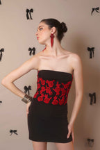 Scarlet Bloom Corset Belt – Embroidered Floral Waist Cincher - Vybtheory
