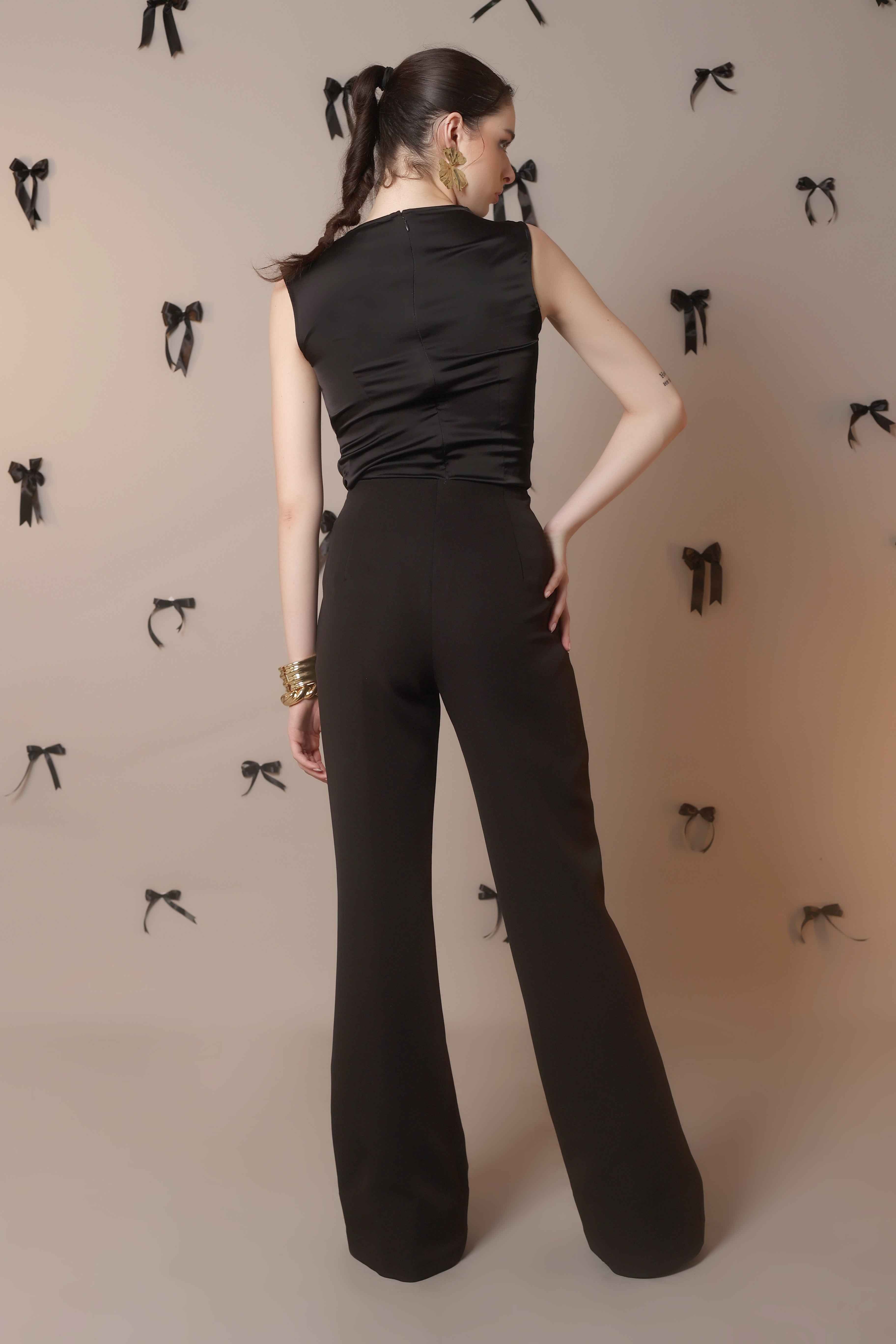 Chain Reaction Flared Trousers – Dual Metal Detail - Vybtheory