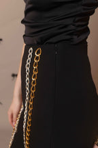 Chain Reaction Flared Trousers – Dual Metal Detail - Vybtheory
