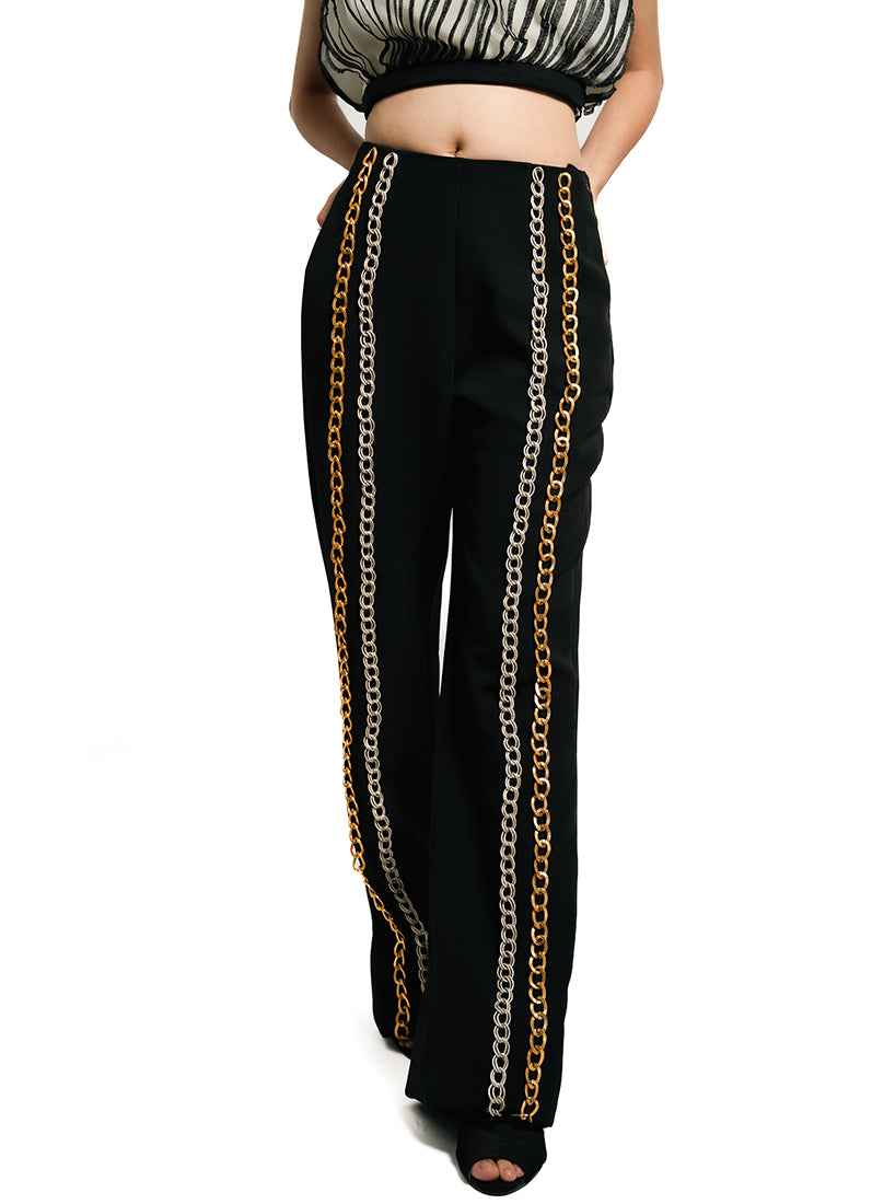 Eclipse Ruffle Co-Ord Set – Noir Contrast Chain Edit | VybTheory