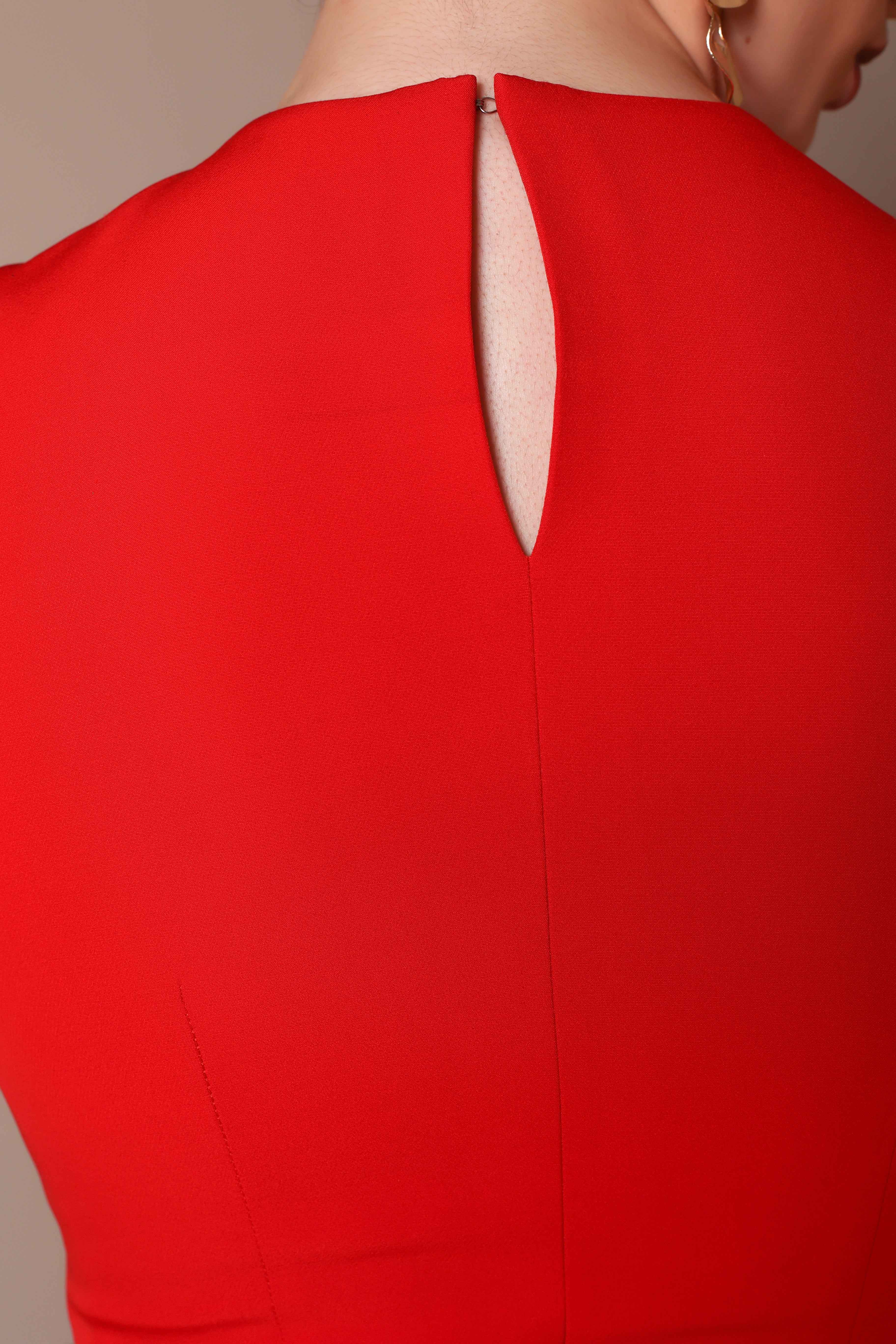 Scarlet Asymmetrical Ruffle Hem Dress – Sleeveless Fit & Flare (Copy)