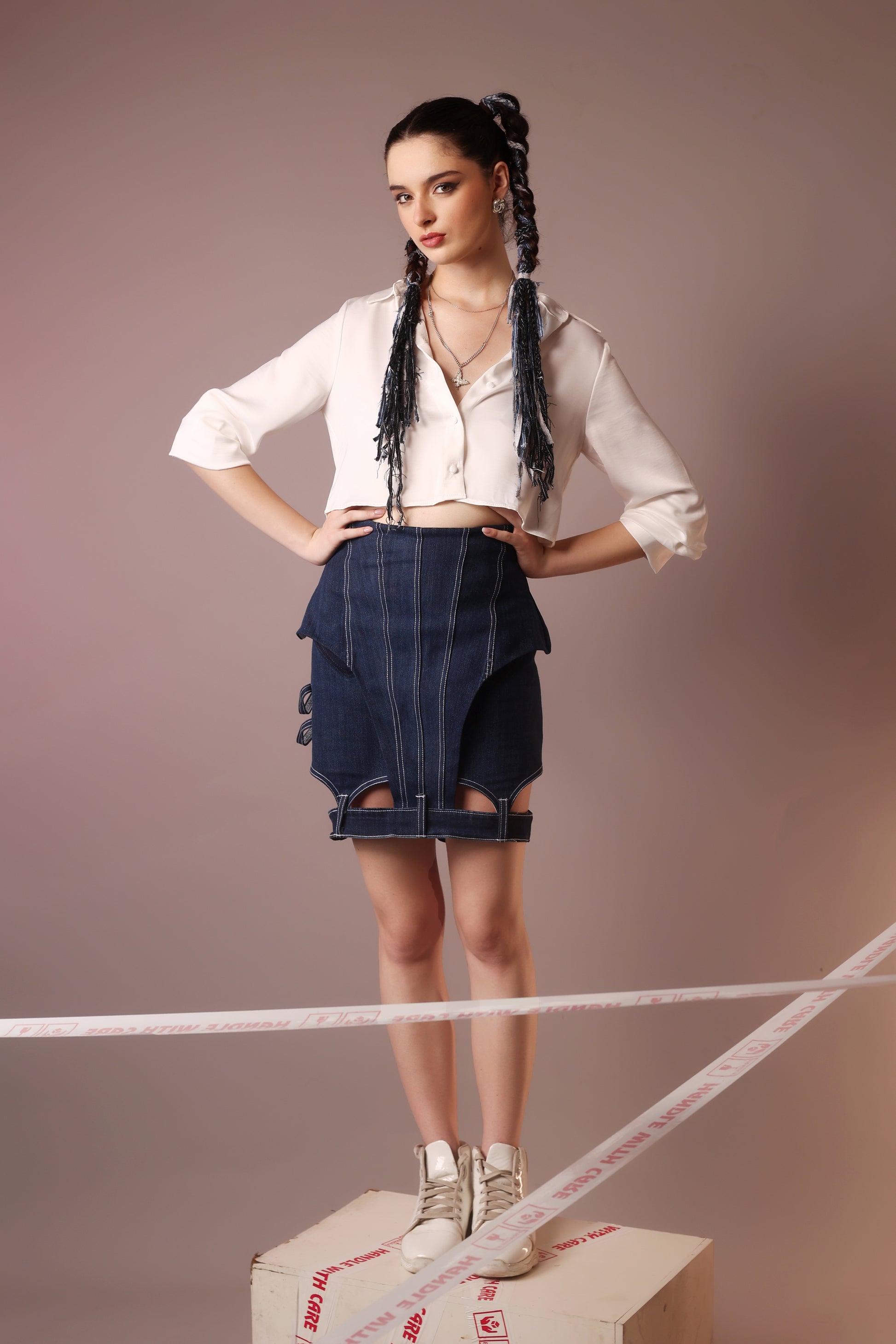 Deconstructed Denim Strap Skirt – Indigo Architect