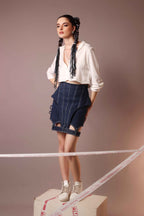 Deconstructed Denim Strap Skirt – Indigo Architect - Vybtheory