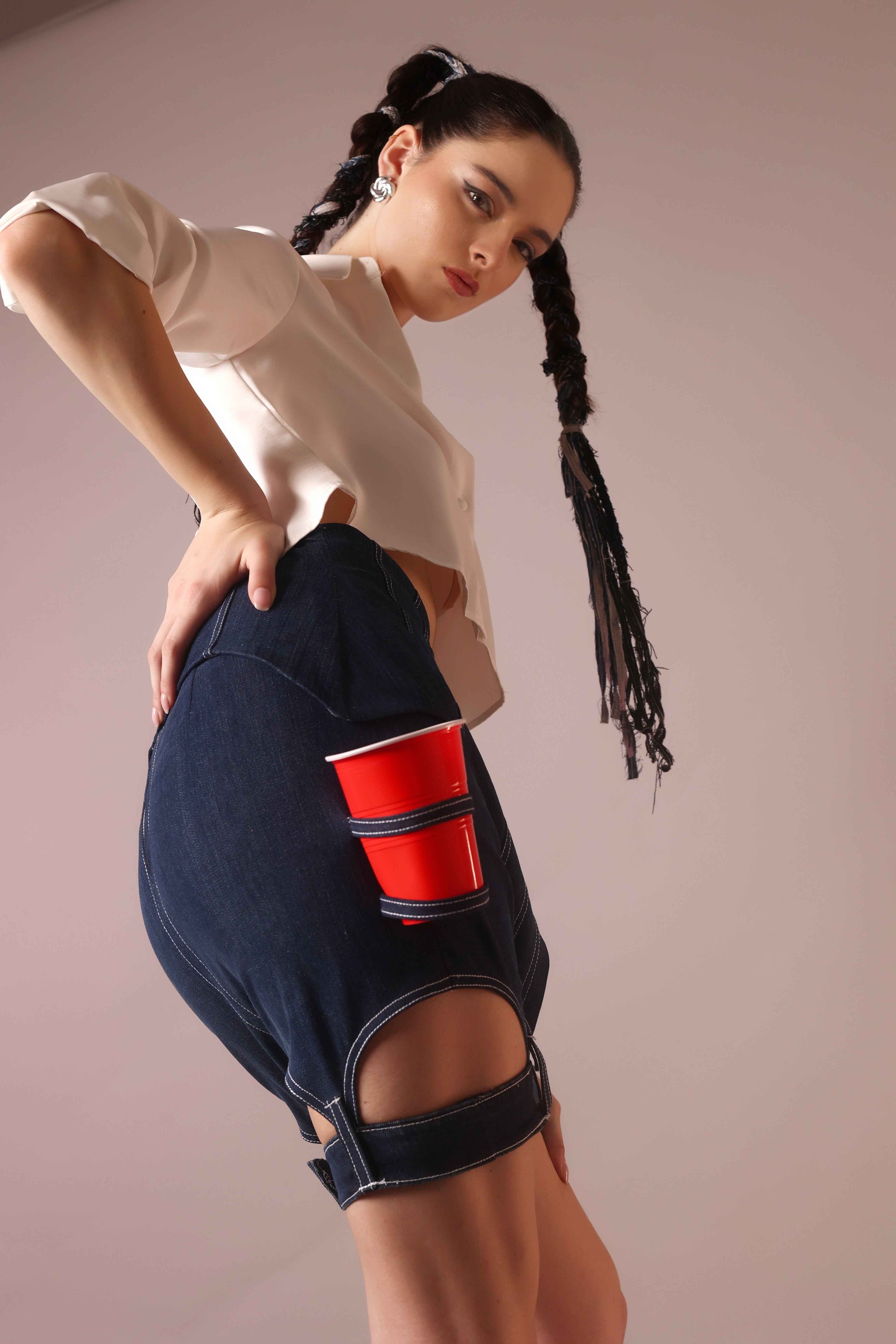 Deconstructed Denim Strap Skirt – Indigo Architect - Vybtheory