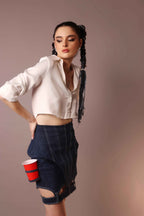 Deconstructed Denim Strap Skirt – Indigo Architect - Vybtheory