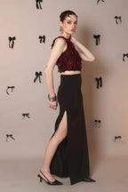 Red 3D Floral Embroidered Crop Top – Petal Rush - Vybtheory