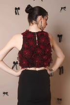 Red 3D Floral Embroidered Crop Top – Petal Rush - Vybtheory