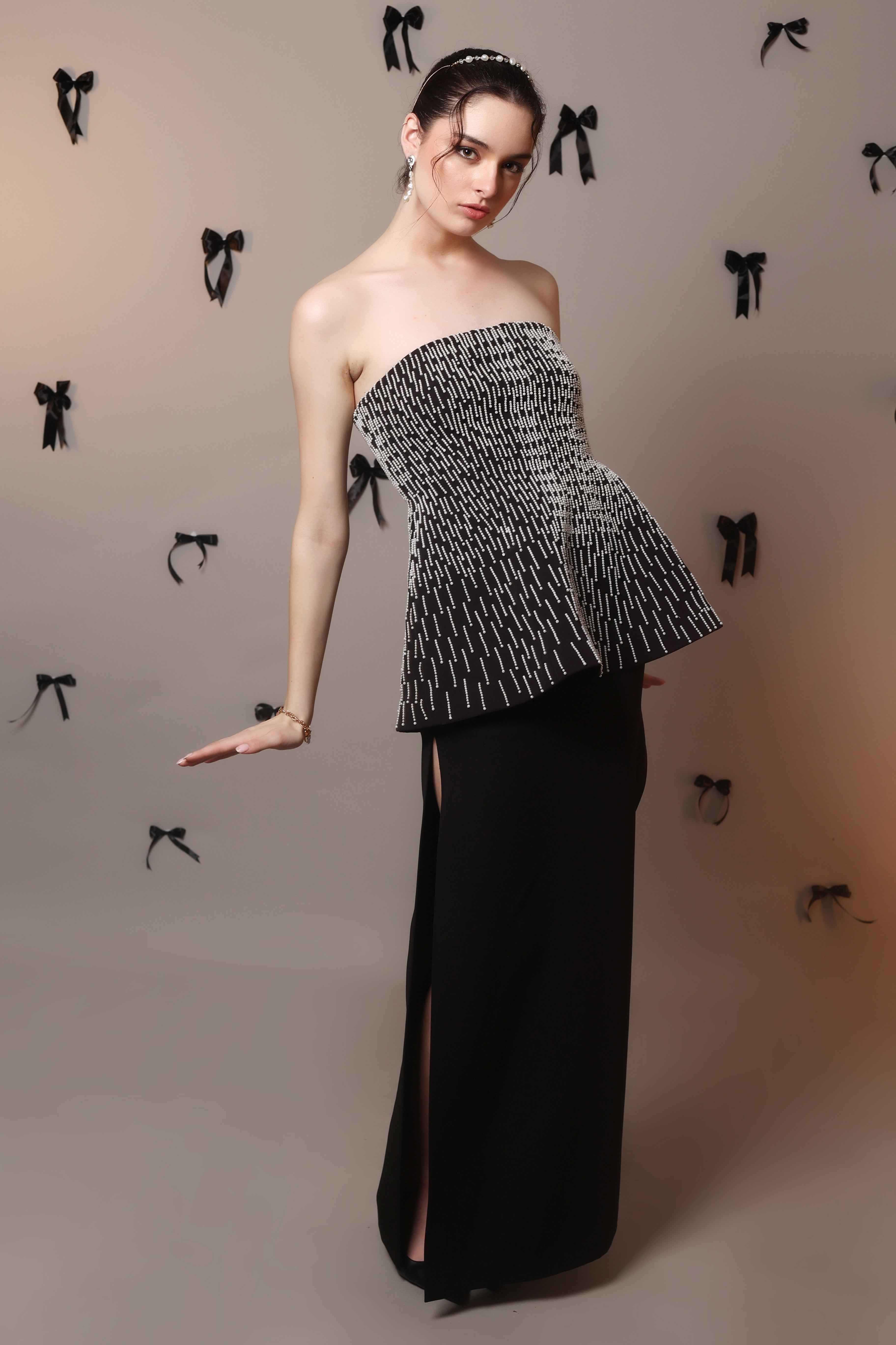 Sculpt Flare Corset Top – Mono Dash - Vybtheory