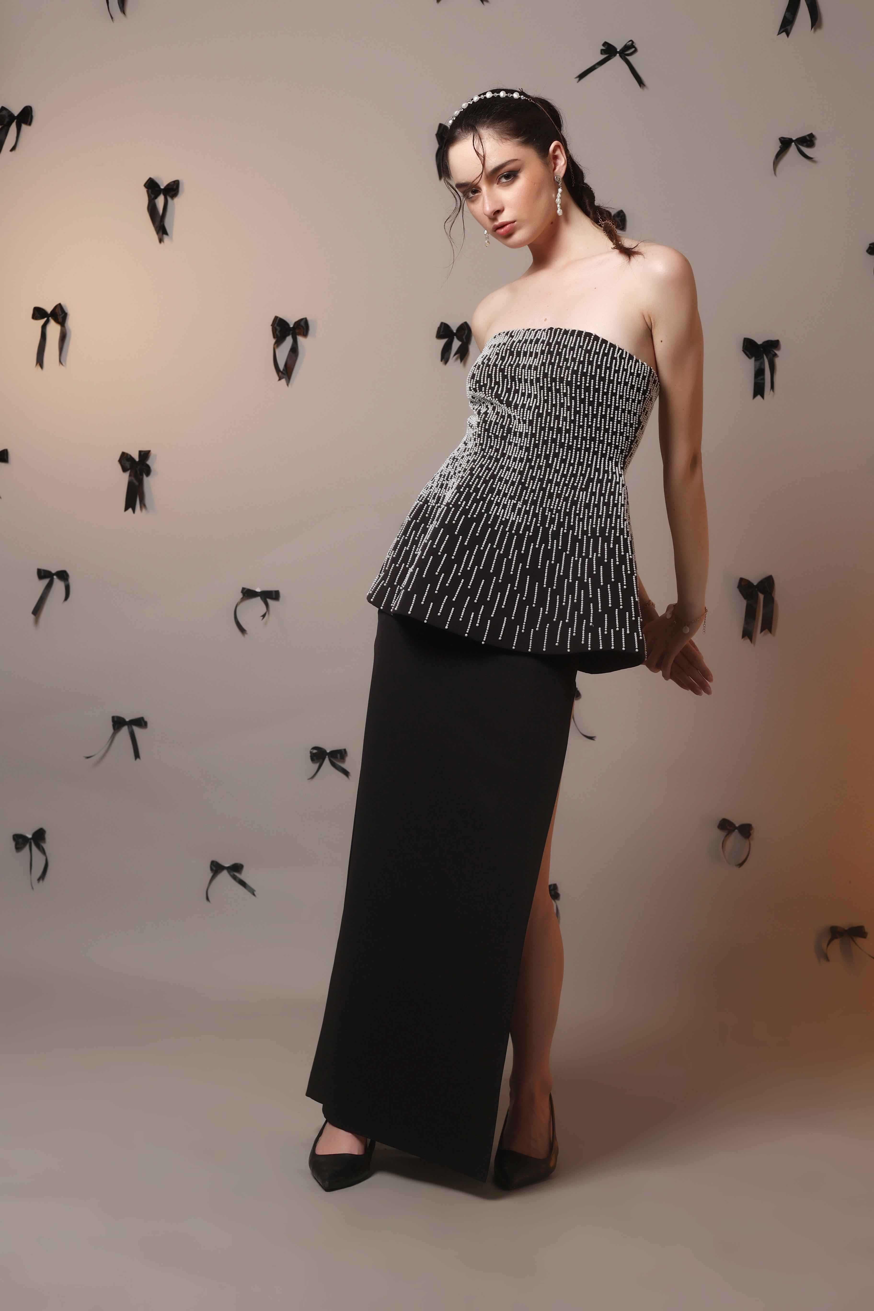 Sculpt Flare Corset Top – Mono Dash - Vybtheory