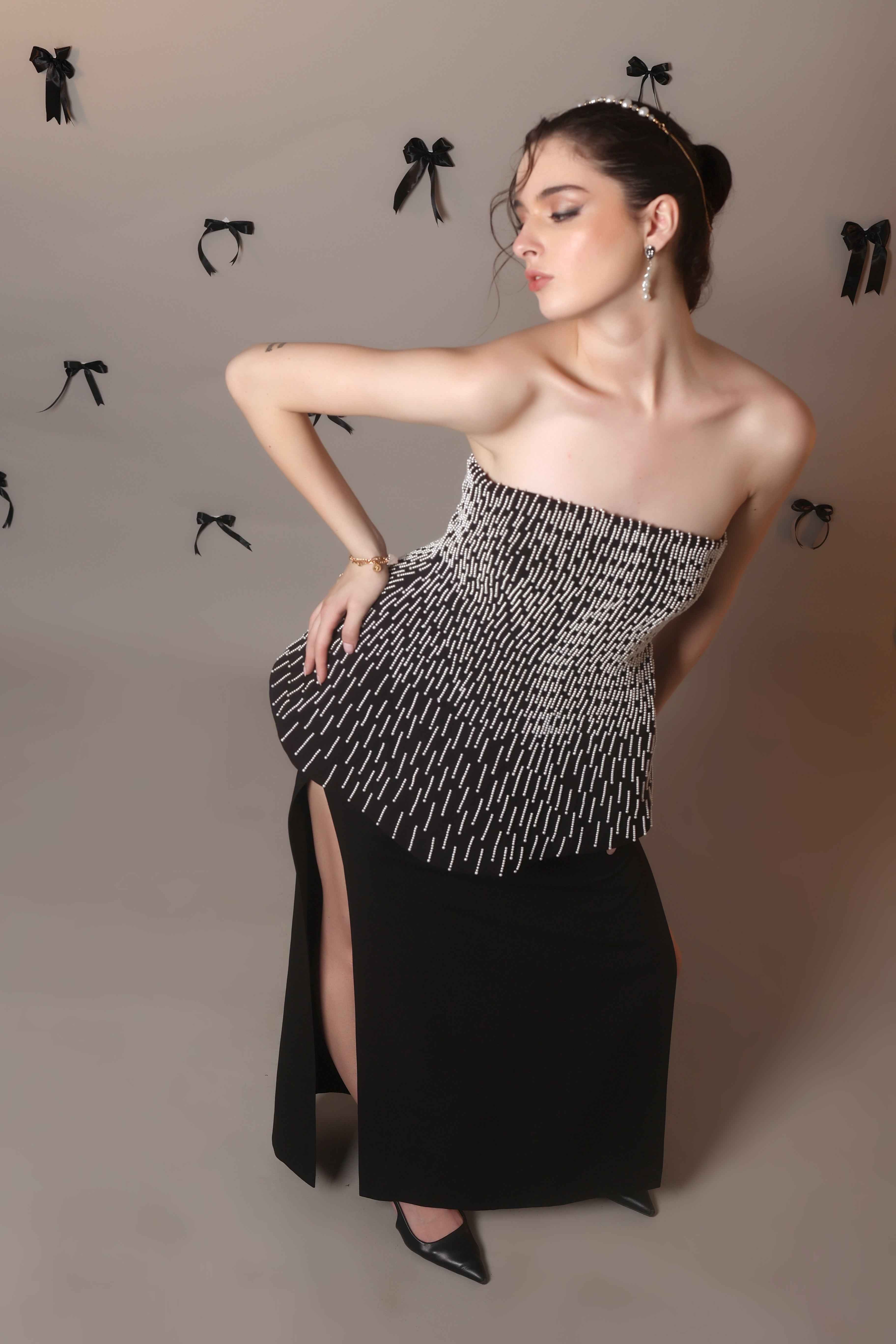 Sculpt Flare Corset Top – Mono Dash - Vybtheory