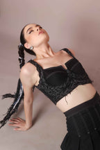 Braided Contour Bralette – Black Stitch - Vybtheory