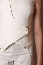 Sculpted Pearl Button Top – White - Vybtheory