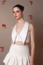 Bead Edge Waistcoat Bralette – Ivory Sharp Cut - Vybtheory