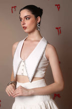 Bead Edge Waistcoat Bralette – Ivory Sharp Cut - Vybtheory
