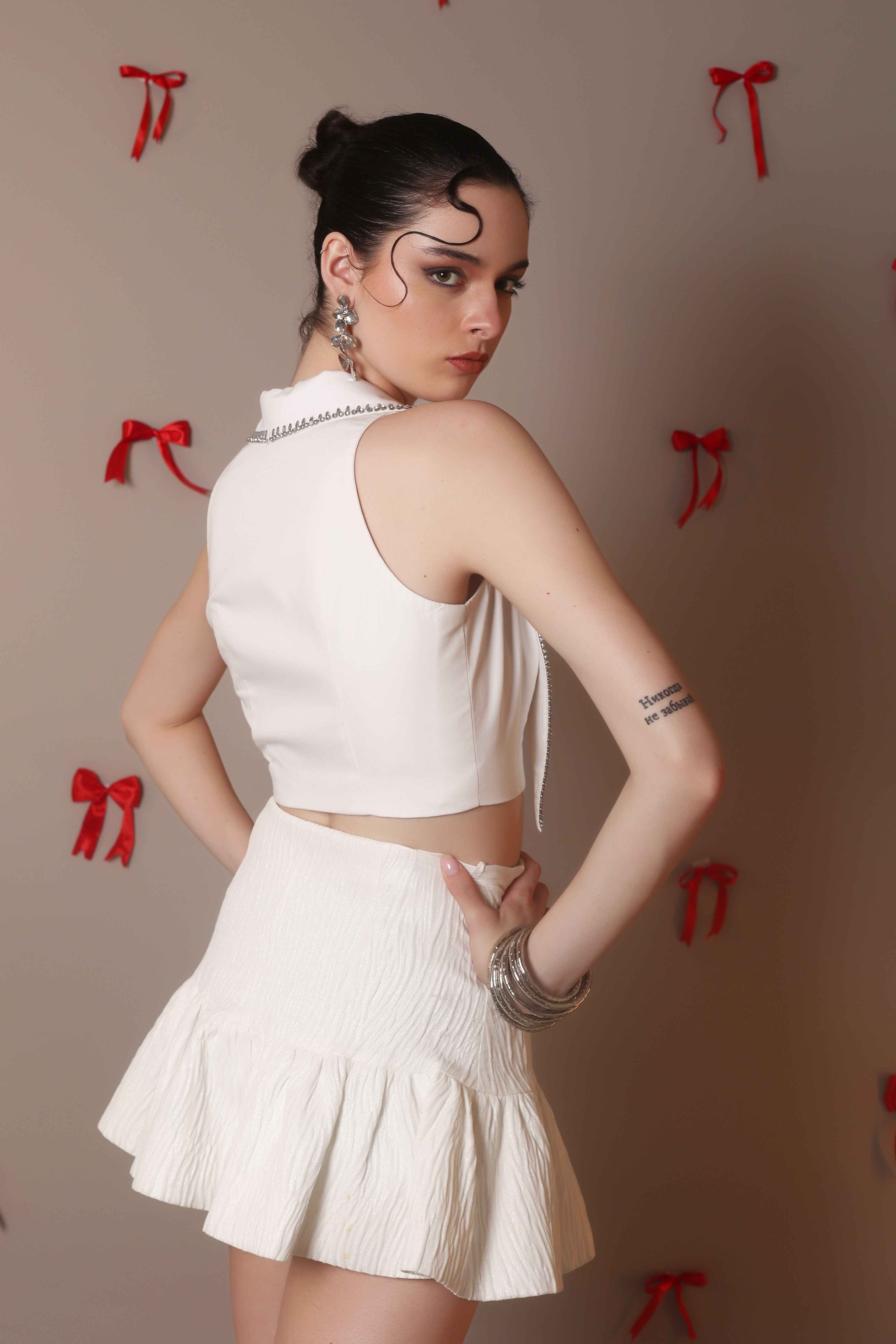 Bead Edge Waistcoat Bralette – Ivory Sharp Cut - Vybtheory