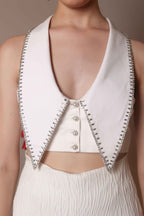 Bead Edge Waistcoat Bralette – Ivory Sharp Cut - Vybtheory