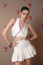 Bead Edge Waistcoat Bralette – Ivory Sharp Cut - Vybtheory