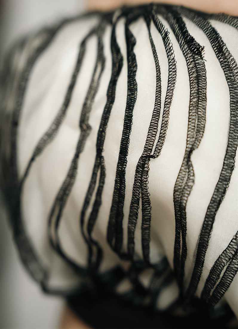 Eclipse Ruffle Bandeau Top – Ivory & Noir Contrast | VybTheory (Copy)